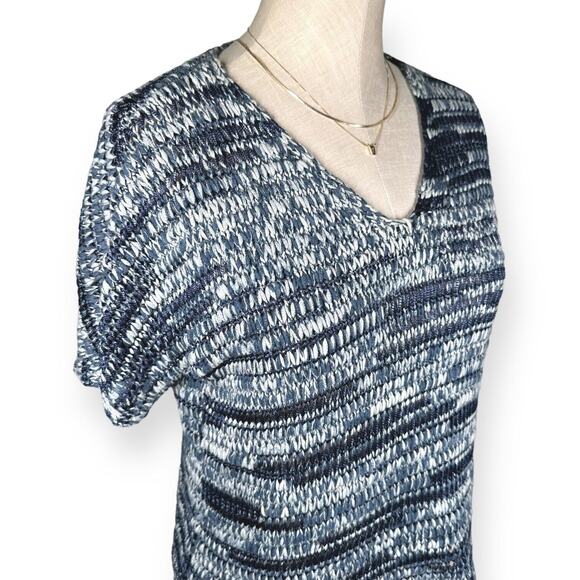 EILEEN FISHER Sweater Top Crochet Style V-Neck Soft Lightweight Cozy Indigo Blue - Picture 4 of 12